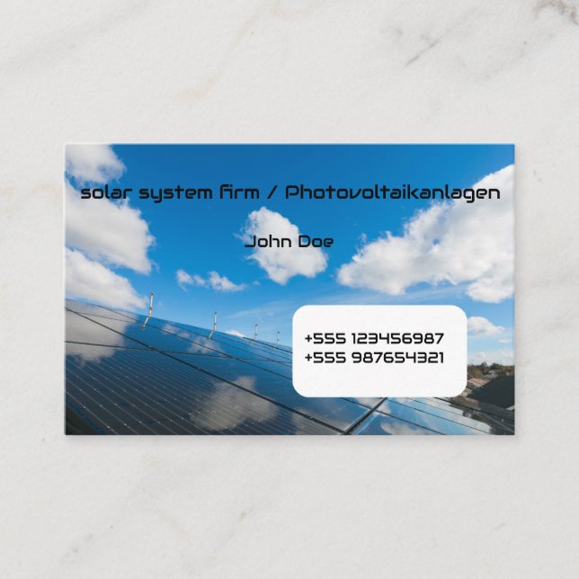 Tarjeta De Visita Visitenkarte Solar Photovoltaik blue sky 1 (Anverso)