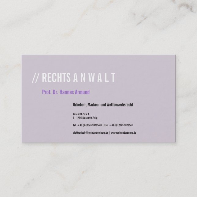 Tarjeta De Visita Visitenkarten Frischer Luxus (Anverso)