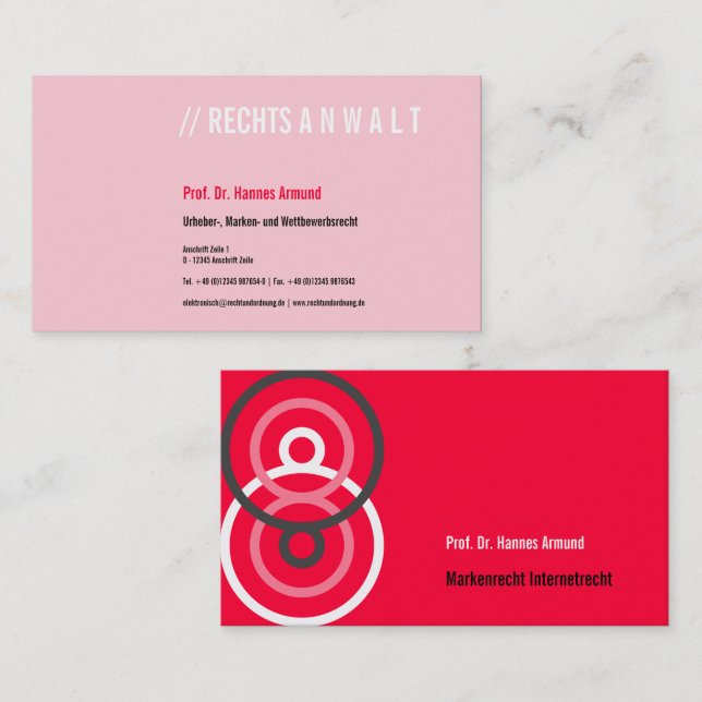 Tarjeta de visita Visitenkarten Frischer Luxus (Anverso / Reverso)