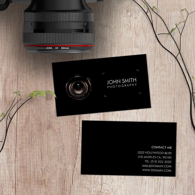 Tarjeta De Visita Visor de lentes de cámara Fotografía en negro (Subido por el creador)