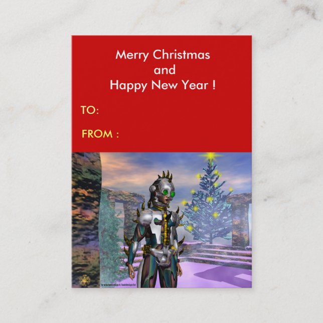 TARJETA DE VISITA VÍSPERA DE CIBORG DE AÑO NUEVO (Anverso)