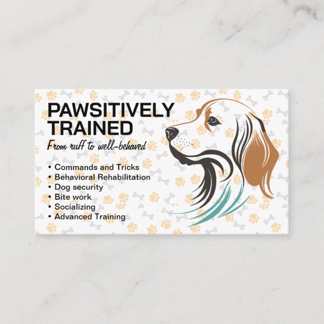 Tarjeta De Visita Vista lateral del perro | Patrón de trazas y hueso (Anverso)