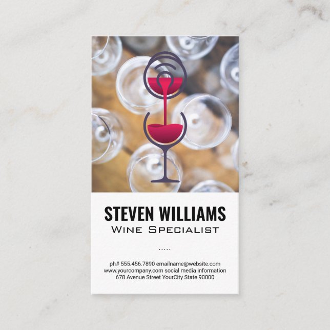Tarjeta De Visita Vista superior de cristal de vino | Vino Rojo (Anverso)