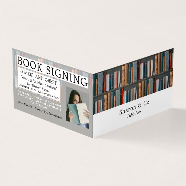 Tarjeta De Visita Visualización de libros, editor, firma de libros d (Exterior)