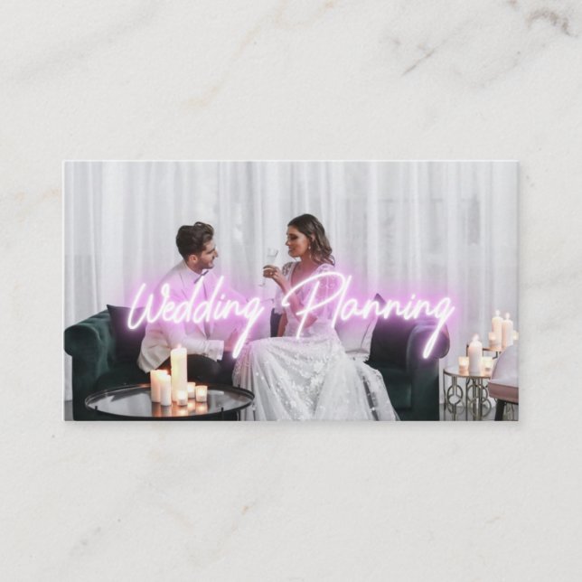 Tarjeta De Visita Visualización de tabla de bodas, planificador de e (Anverso)