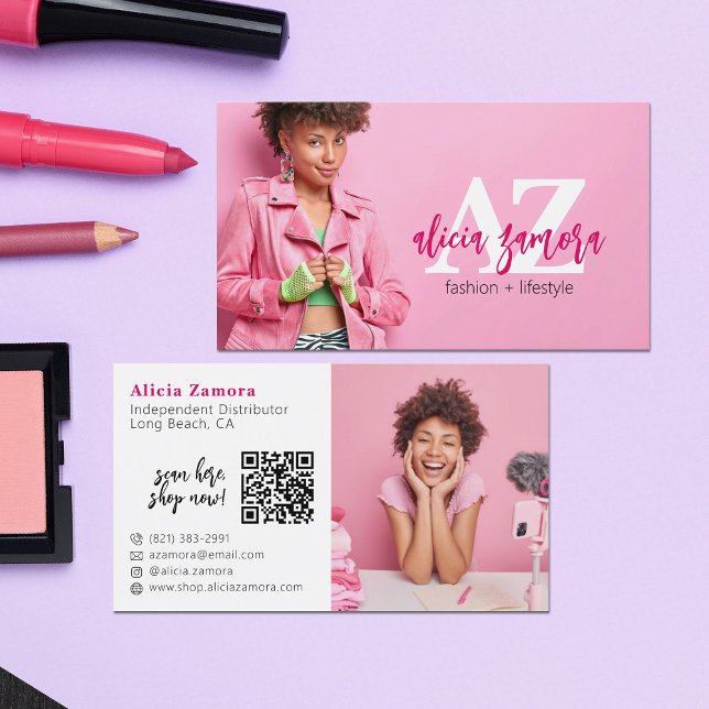 Tarjeta De Visita Viva la Moda magenta moderna Personalizado audaz e (Subido por el creador)