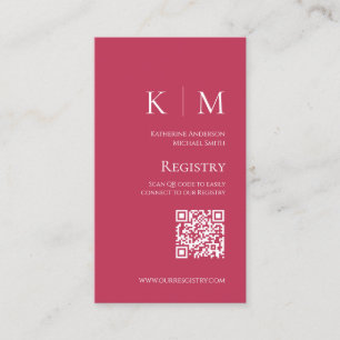 Tarjeta De Visita Viva Magenta- Registro Monogramo-Moderno-Boda-