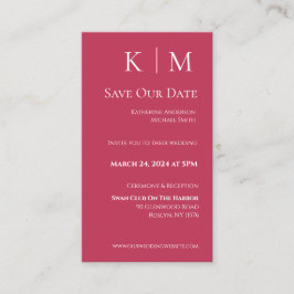Tarjeta De Visita Viva Magenta y White-Modern-Save the Date-
