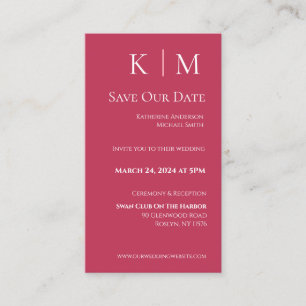 Tarjeta De Visita Viva Magenta y White-Modern-Save the Date-