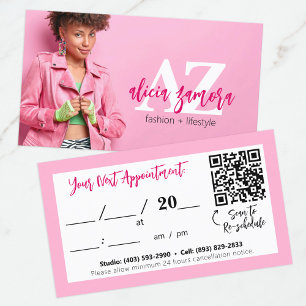 Tarjeta De Visita Viva Moderno Magenta Personalizado Cita Rosa Foto