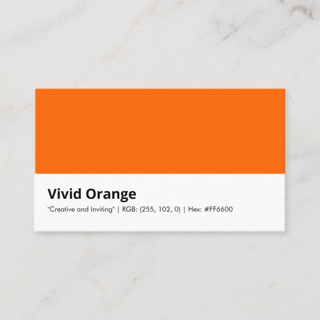 Tarjeta De Visita Vivid Naranja | "Creativo e invitante" (Anverso)