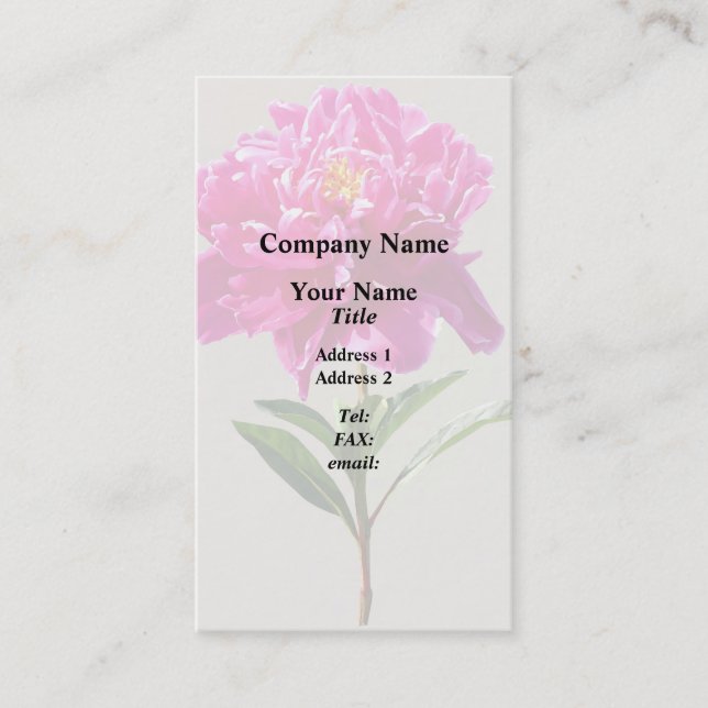 Tarjeta De Visita Vivid Pink Peony (Anverso)