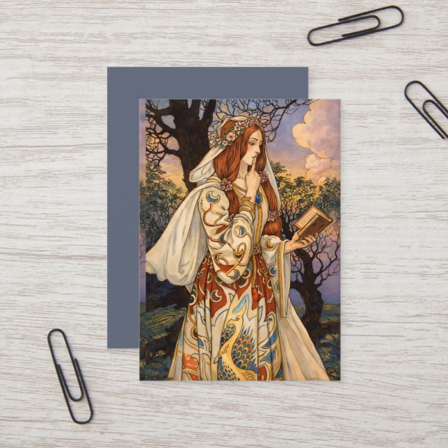 Tarjeta De Visita Vivien – Art Nouveau Enchantress Illustration (Anverso/Reverso In Situ)