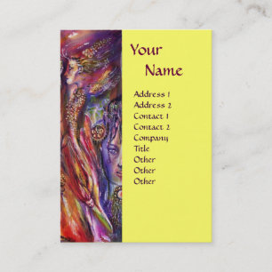 Tarjeta De Visita VIVIENE Y MERLIN Fantasía amarillo morado rosado