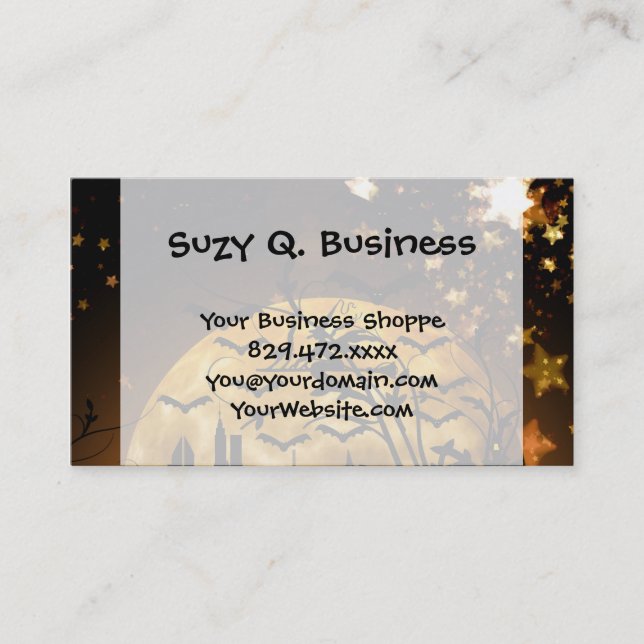 Tarjeta De Visita Volando Witch Harvest Moon Bats Regalos de Hallowe (Anverso)