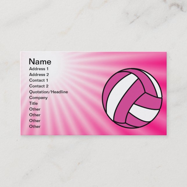 Tarjeta De Visita Voleibol rosa (Anverso)