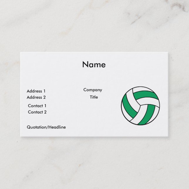 Tarjeta De Visita voleibol verde y blanco (Anverso)