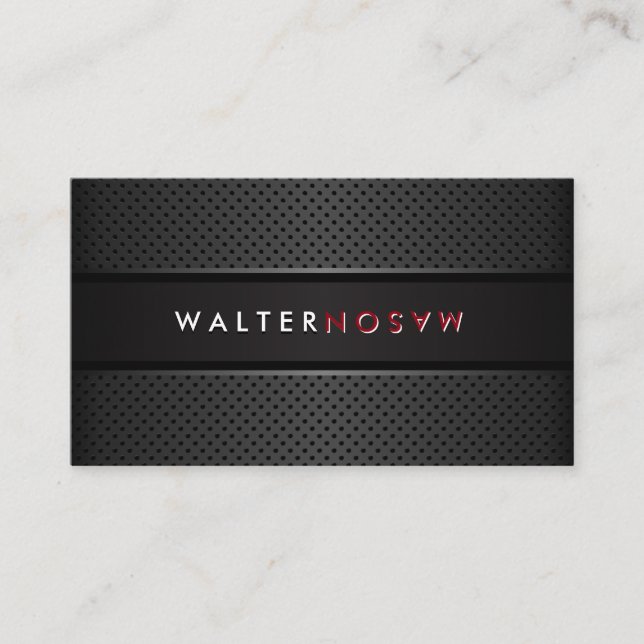 Tarjeta De Visita Voltear palabra | Banner gris oscuro | Metálico Pe (Anverso)