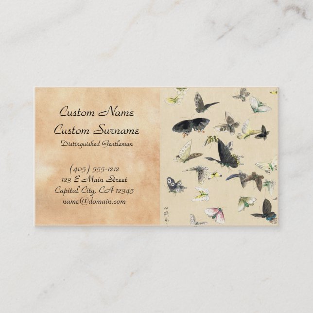 Tarjeta De Visita Voluta japonesa fresca de la mariposa del ukiyo-e (Anverso)