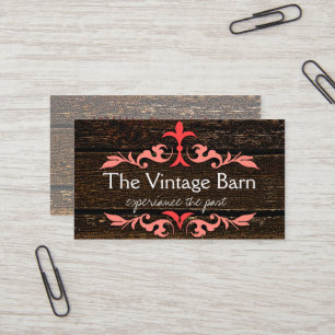 Tarjeta De Visita Voluta vieja de madera y del melocotón