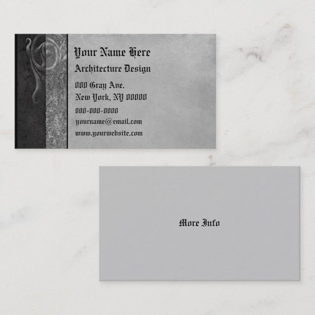 Tarjeta De Visita Volutas góticas de piedra grises (Anverso / Reverso)