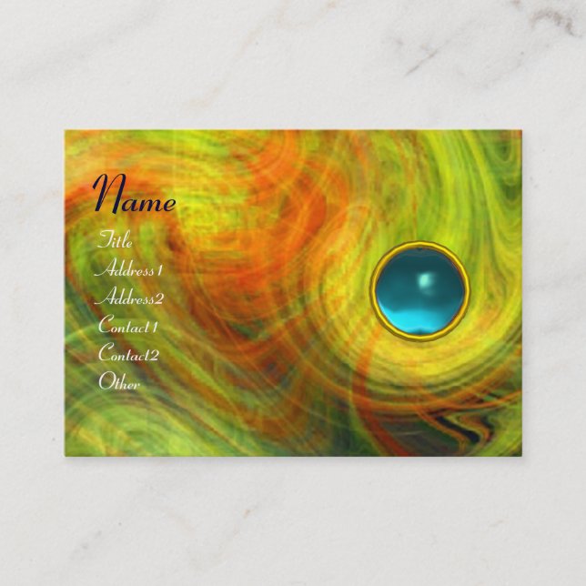 Tarjeta De Visita VORTEX AQUAMARINE naranja amarillo rojo azul (Anverso)