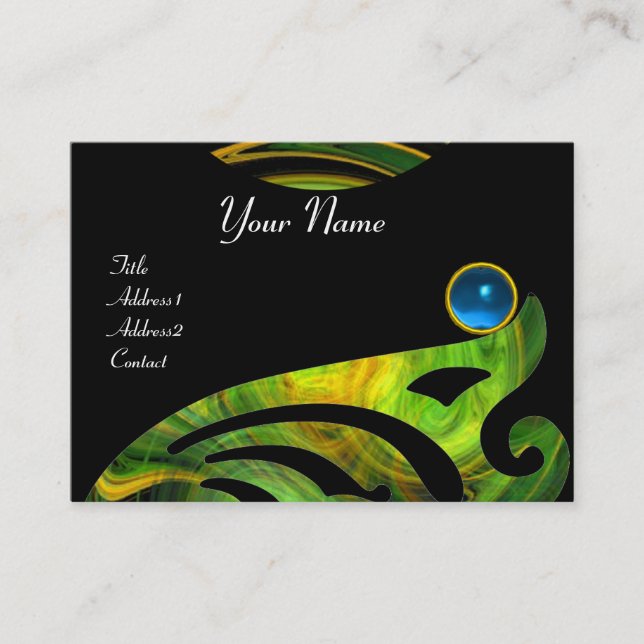 Tarjeta De Visita VORTEX LIGHT SAPPHIRE azul verde negro amarillo (Anverso)