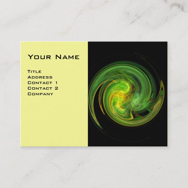Tarjeta De Visita VORTEX LUMINOSO, blanco verde amarillo vibrante (Anverso)