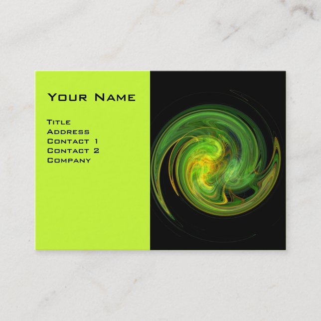 Tarjeta De Visita VORTEX LUMINOSO, blanco verde amarillo vibrante (Anverso)