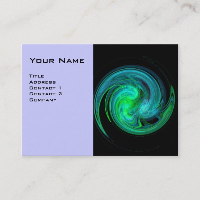 Tarjeta De Visita VORTEX LUMINOSO, blanco verde azul vibrante (Anverso)