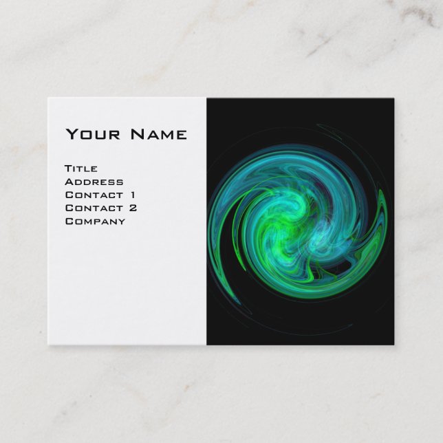 Tarjeta De Visita VORTEX LUMINOSO, blanco verde azul vibrante (Anverso)