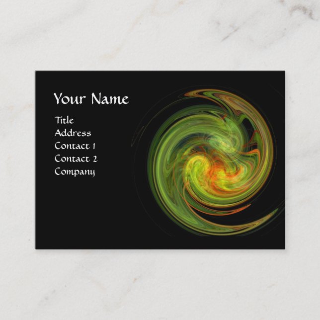 Tarjeta De Visita VORTEX LUMINOSO, naranja amarillo verde brillante  (Anverso)