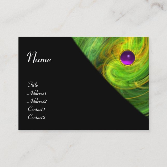 Tarjeta De Visita VORTEX LUZ AMETHYST naranja amarillo verde negro (Anverso)