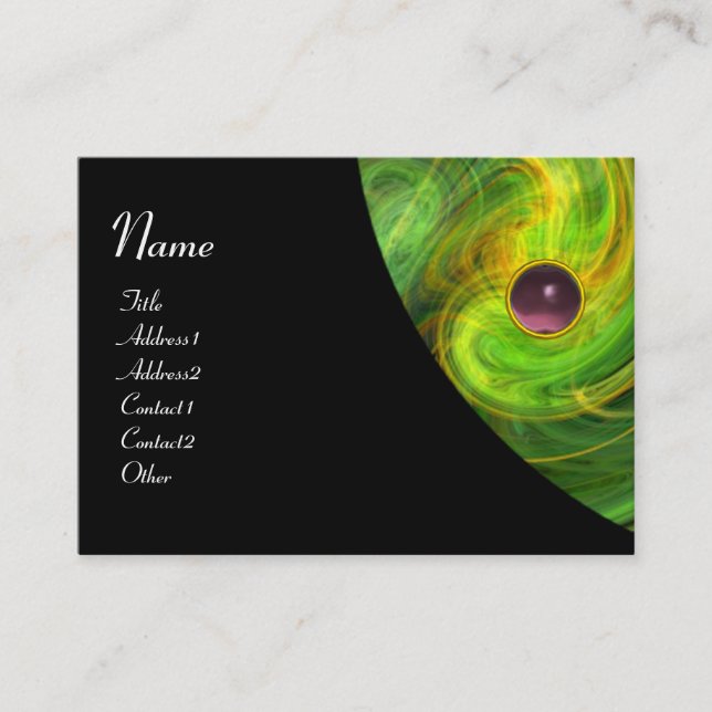 Tarjeta De Visita VORTEX LUZ AMETHYST naranja negro verde (Anverso)