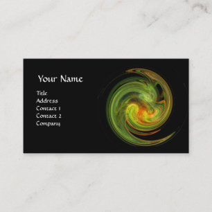 Tarjeta De Visita VÓRTICE DE LUZ, negro verde amarillo vibrante