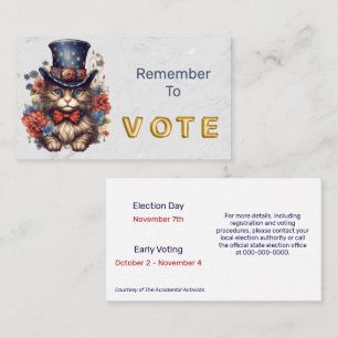 Tarjeta De Visita Voto de Gato Patriótico Americano