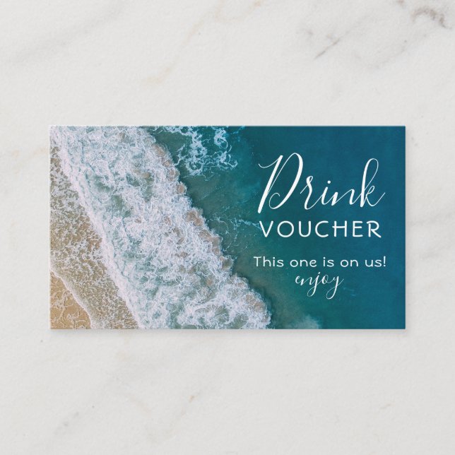Tarjeta De Visita Voucher de bebida gratis para la playa | Token de  (Anverso)