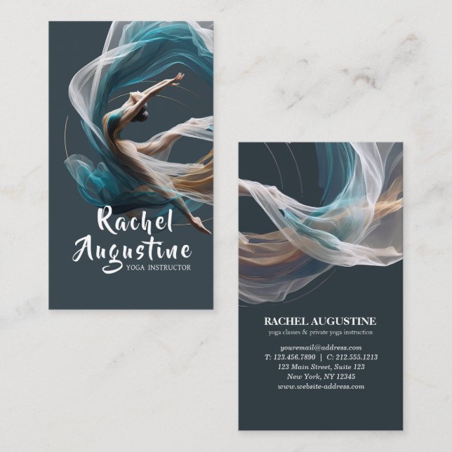 Tarjeta De Visita Vuelo aéreo Aire Yoga Instructor Pilates Fitness (Anverso / Reverso)