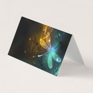 Tarjeta De Visita Vuelo de libélula luminosa verde