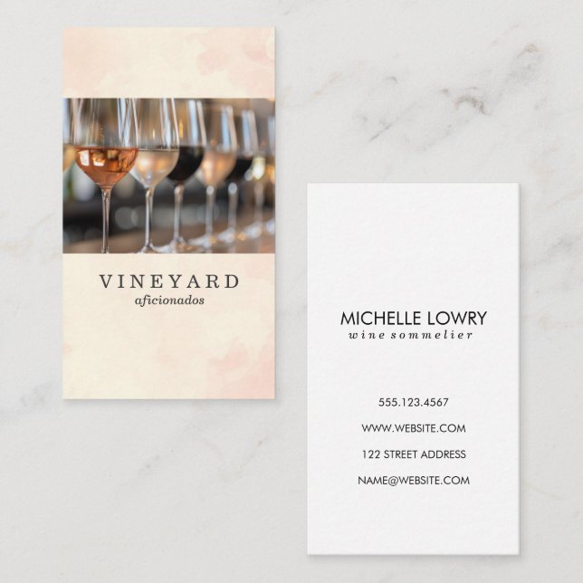 Tarjeta De Visita Vuelo de los vinos varietales en el vidrio (Anverso / Reverso)