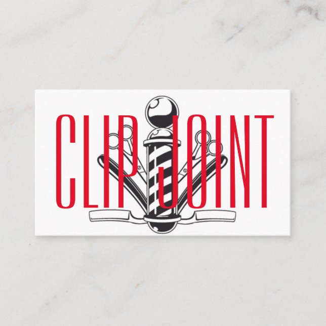 Tarjeta De Visita w/BarberPole rayado rojo y blanco, maquinilla de (Anverso)