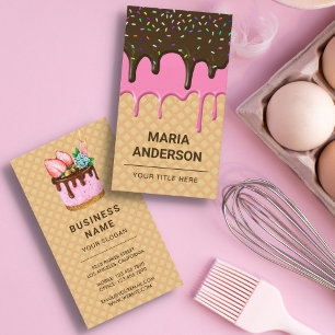 Tarjeta De Visita Waffle Pink Frosting Driss Pastry Chef Bakery