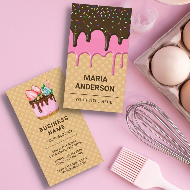 Tarjeta De Visita Waffle Pink Frosting Driss Pastry Chef Bakery (Subido por el creador)