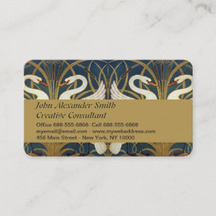 Tarjeta De Visita Walter Crane Cisne Vintage y Iris Arte Nouveau