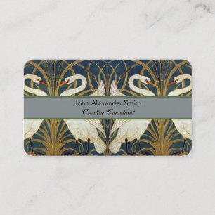Tarjeta De Visita Walter Crane Cisne Vintage y Iris Arte Nouveau