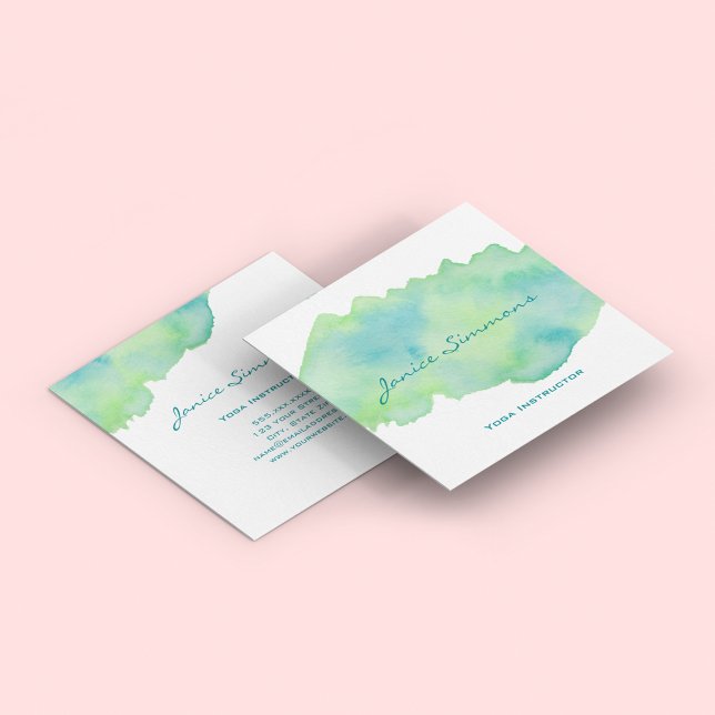 Tarjeta de visita Wash Square Blue Green Watercolo (Subido por el creador)