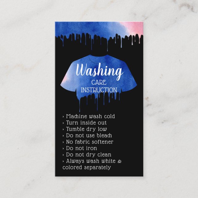 Tarjeta De Visita Washing Care Instruction black (Anverso)