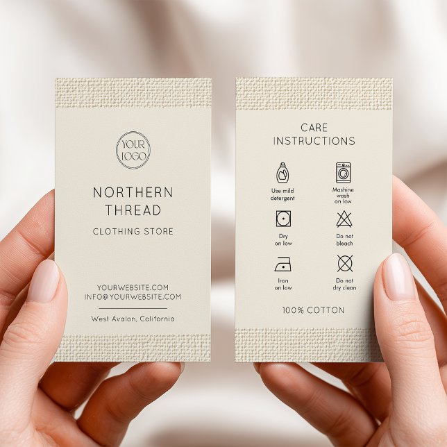Tarjeta De Visita Washing Care Instructions Logo Clothing (Subido por el creador)