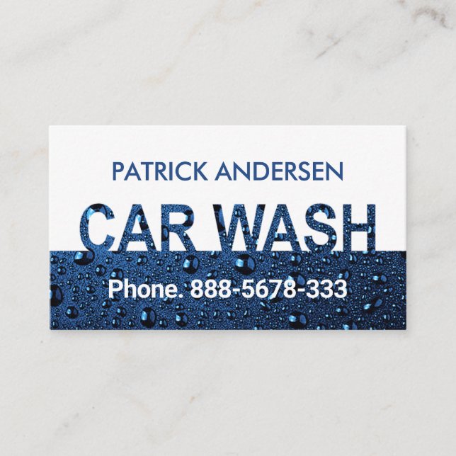 Tarjeta De Visita Water Drops Car Wash Signage (Anverso)