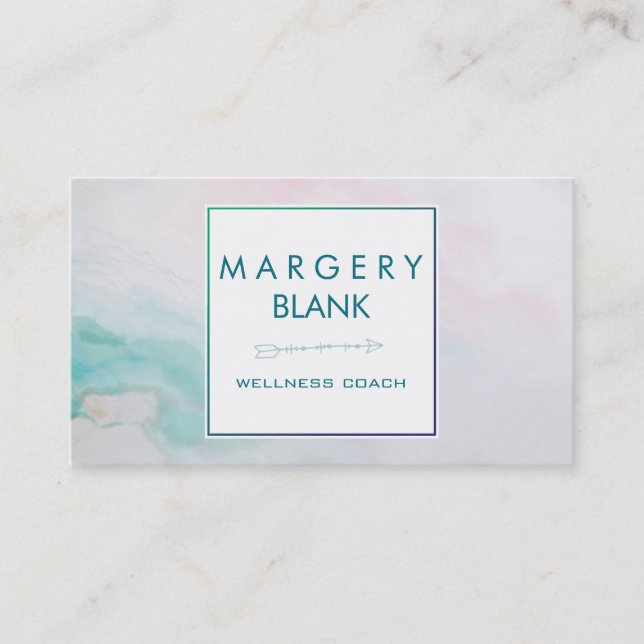 Tarjeta De Visita Watercolor Agate Stone Wellness (Anverso)